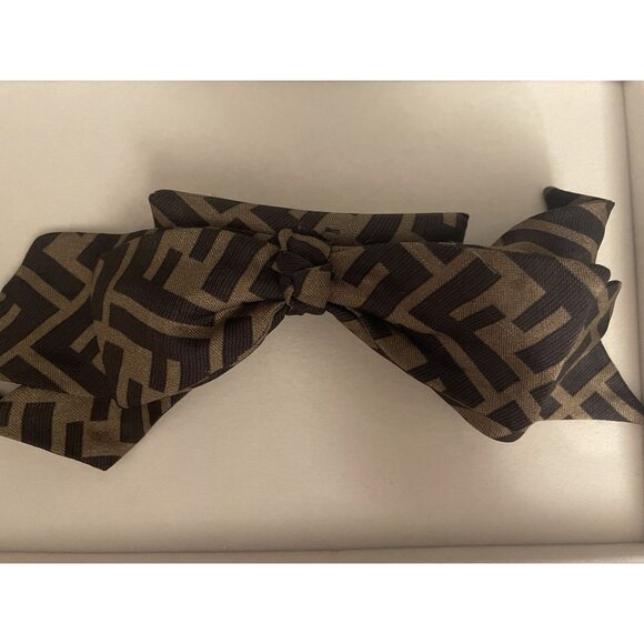 Fendi Made In Italy Hair Bow Barrette With FF Monogram Pattern - Picture 1 of 4